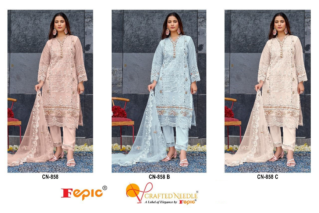 Cn 858 Crafted Needle Organza Pakistani Readymade Suits