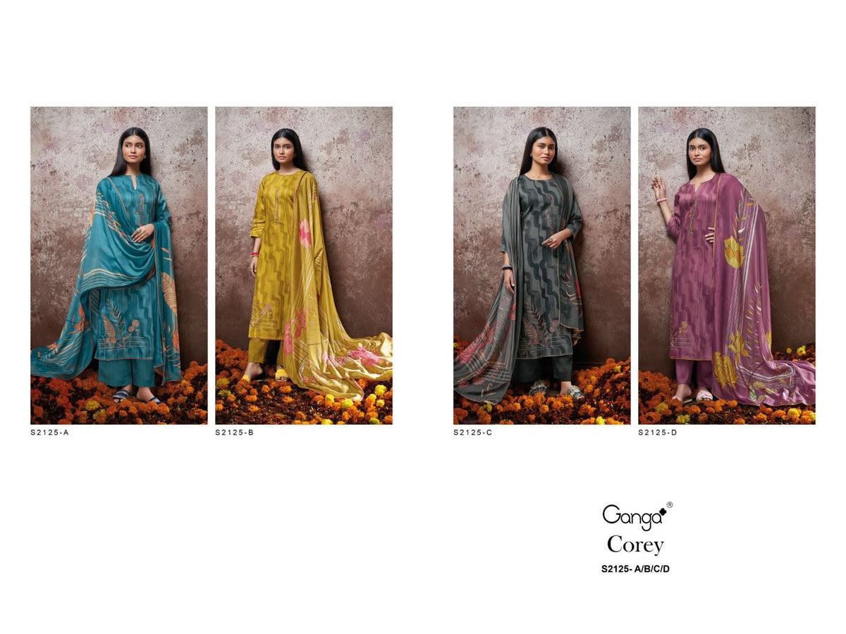 Corey 2125 Ganga Cotton Silk Plazzo Style Suits