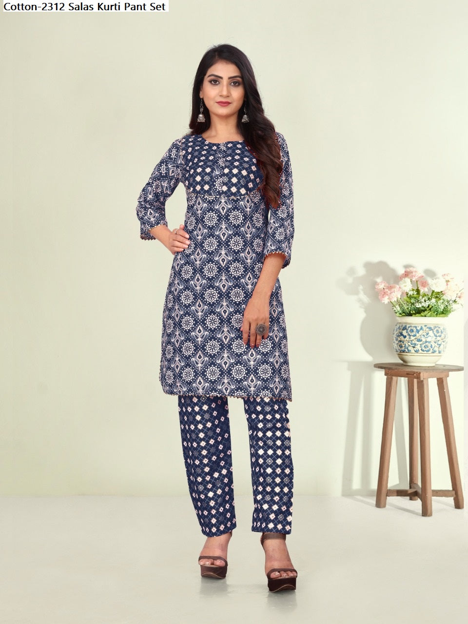 Cotton-2312 Salas Kurti Pant Set