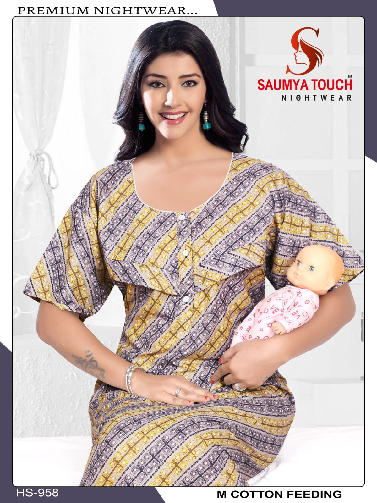 Cotton-2912 Saumya Touch Feeding Night Gown