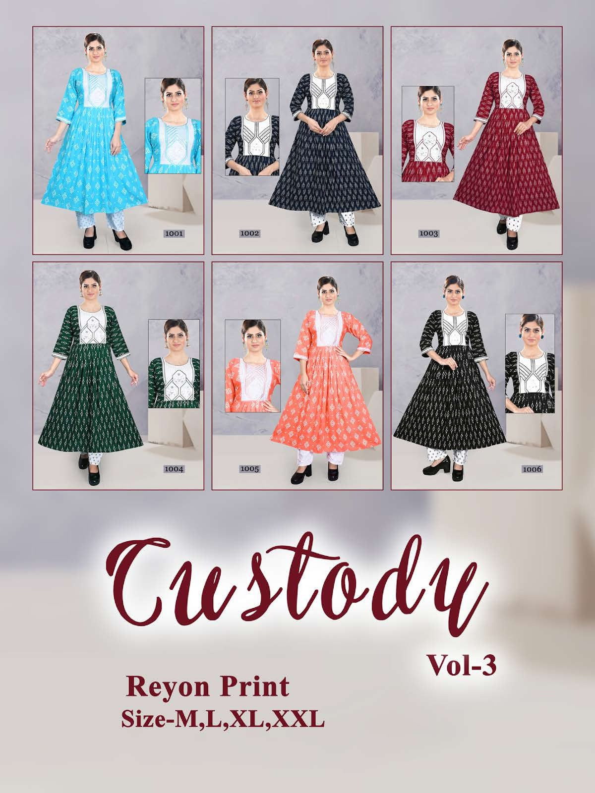 Custody Vol 3 Kavinay Rayon Anarkali Kurtis