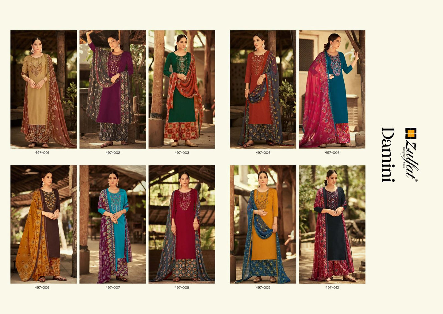 Damini-New Zulfat Designer Jaam Cotton Plazzo Style Suits