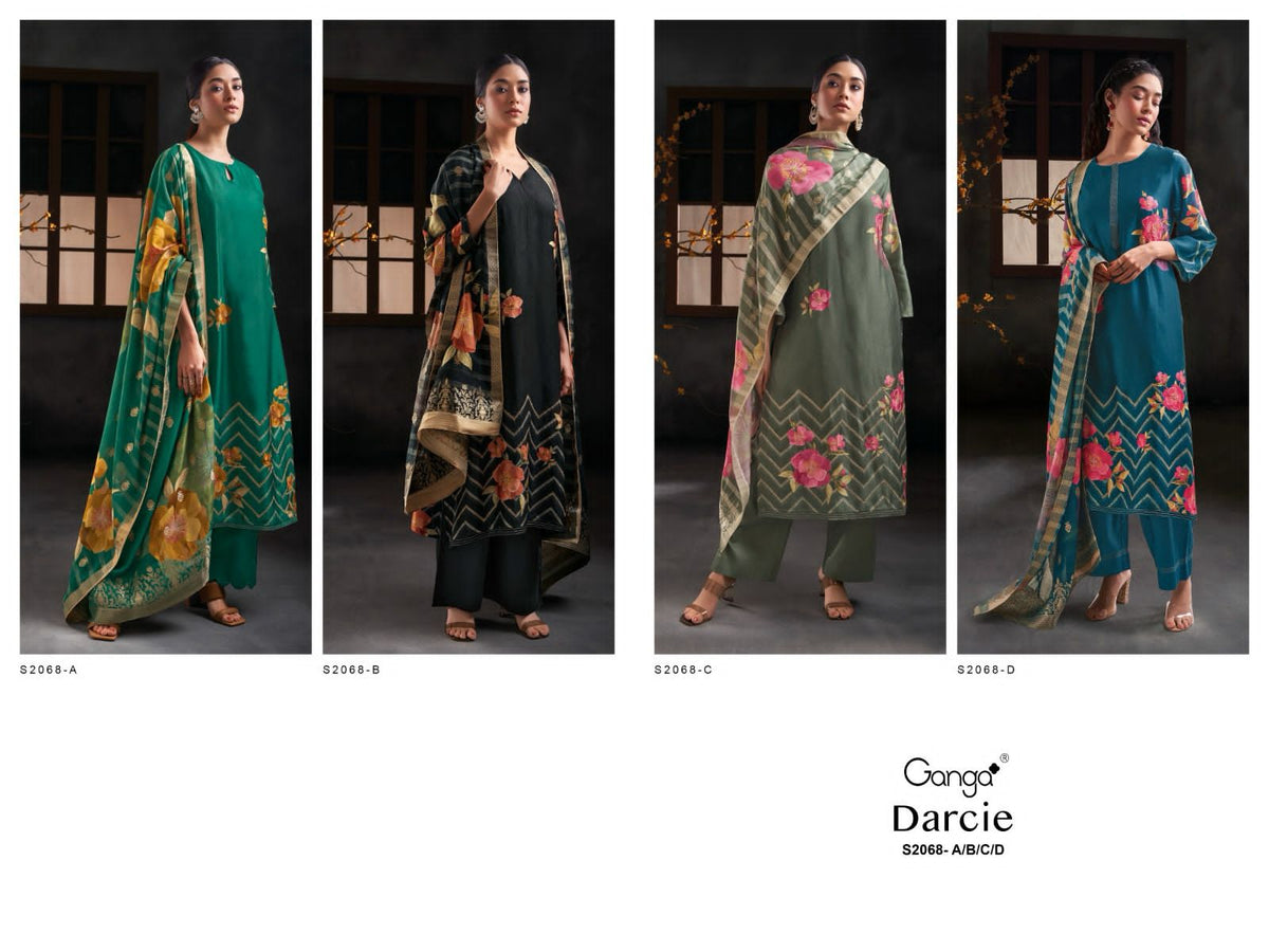 Darcie 2068 Ganga Russian Silk Plazzo Style Suits