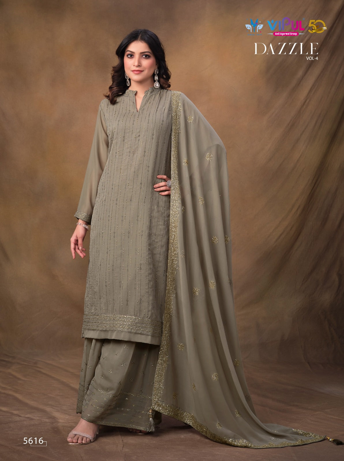 Dazzle Vol 4 Vipul Silk Georgette Plazzo Style Suits