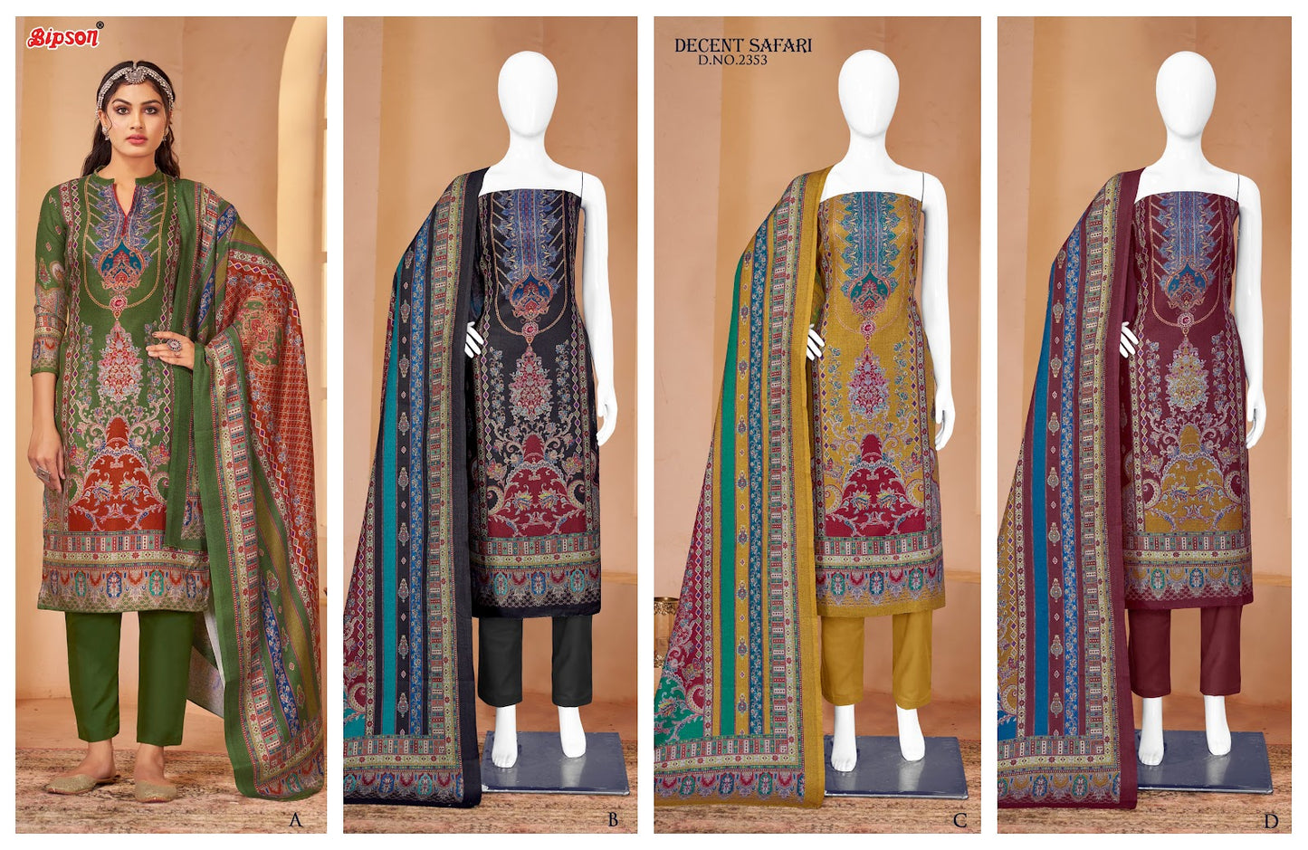Decent Safari 2353 Bipson Prints Pashmina Suits