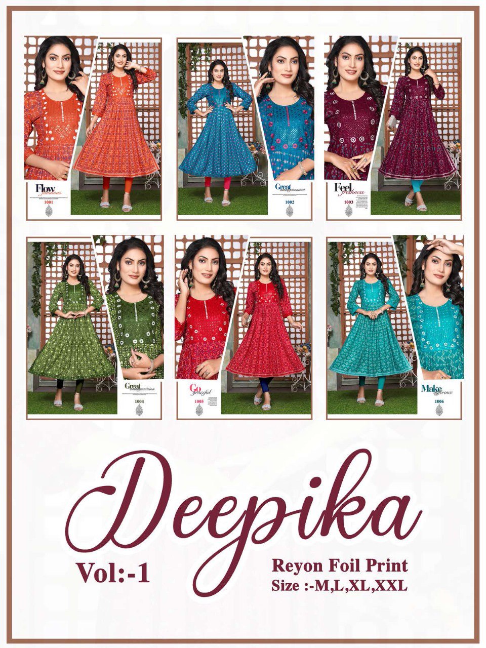 Deepika Vol 1 Kavinay Reyon Naira Cut Kurtis