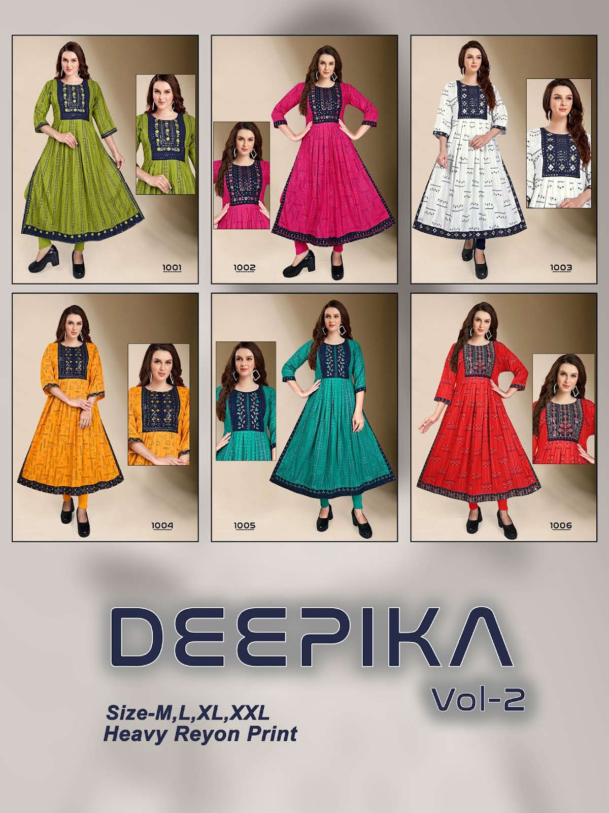 Deepika Vol 2 Kavinay Reyon Naira Cut Kurtis