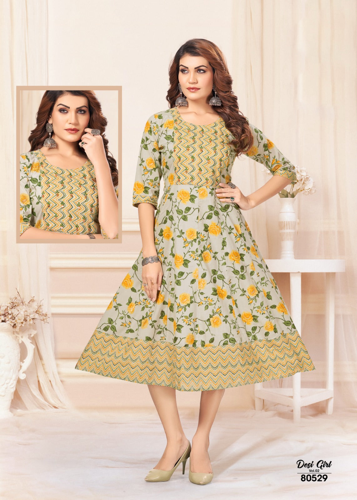Desi Girl Vol-2 Mayra Cambric Cotton Anarkali Kurtis