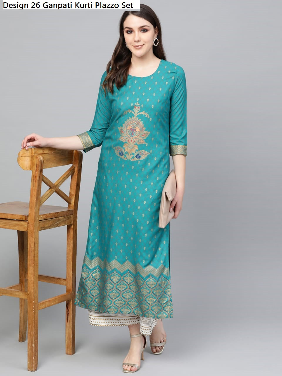 Design 26 Ganpati Rayon Kurti Plazzo Set