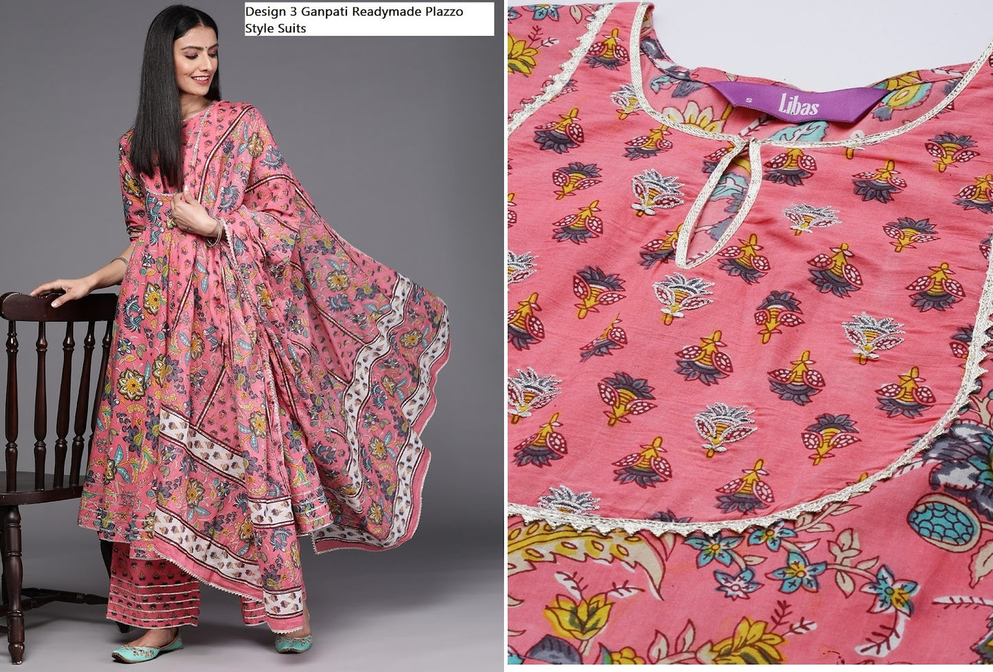 Design 3 Ganpati Cotton Readymade Plazzo Style Suits
