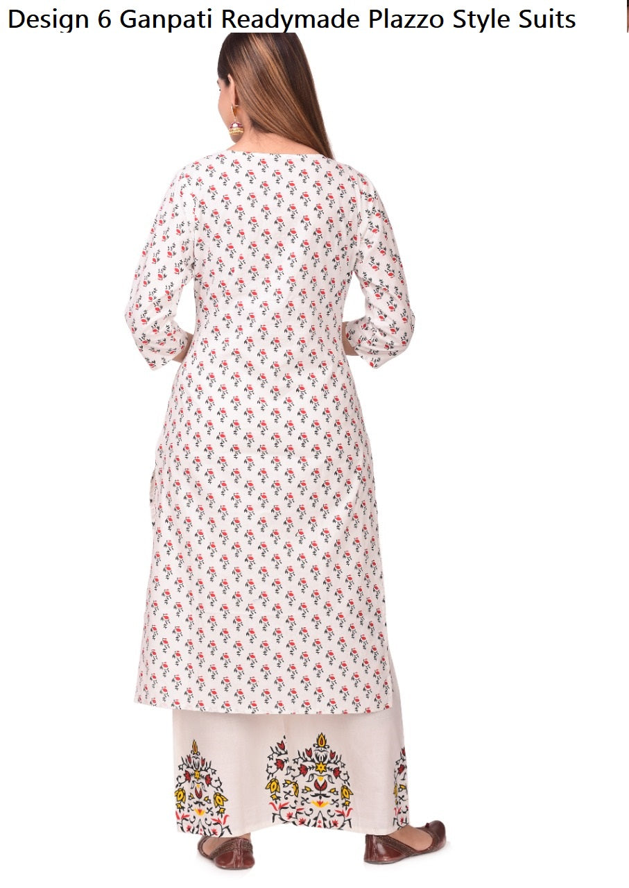 Design 6 Ganpati Cotton Readymade Plazzo Style Suits