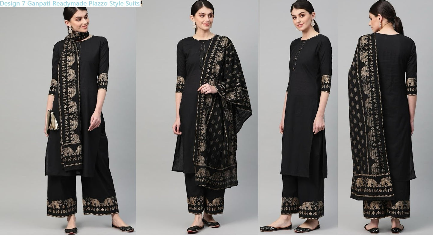Design 7 Ganpati Cotton Readymade Plazzo Style Suits
