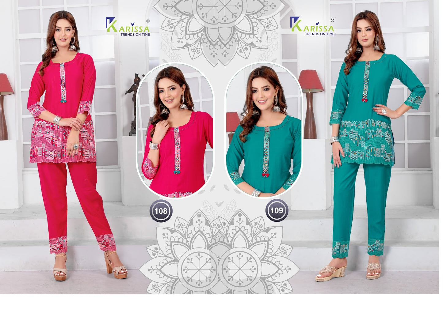 Dn 108 N 109 Karissa Viscose Silk Co Ord Set