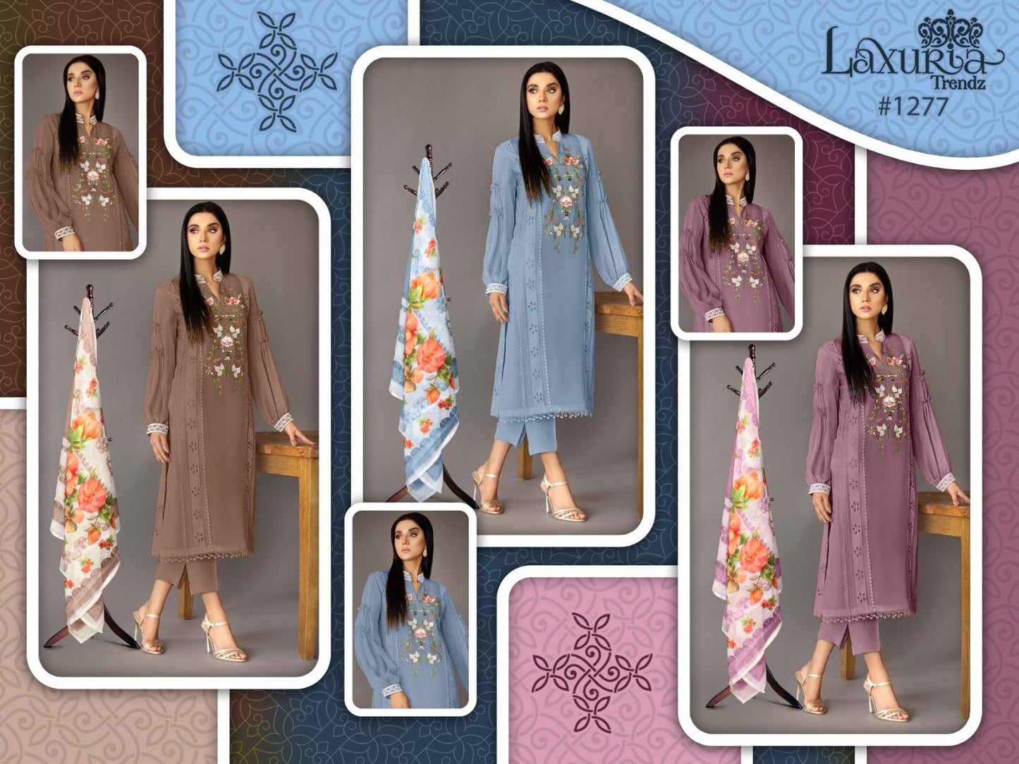 Dn 1277 Colours Laxuria Trendz Georgette Pakistani Readymade Suits
