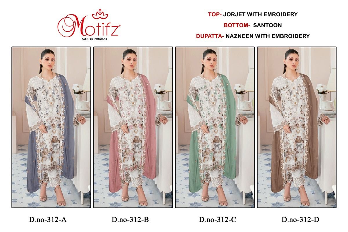 Dn 312 Motifz Georgette Pakistani Salwar Suits