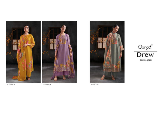 Drew 2093 Ganga Silk Plazzo Style Suits