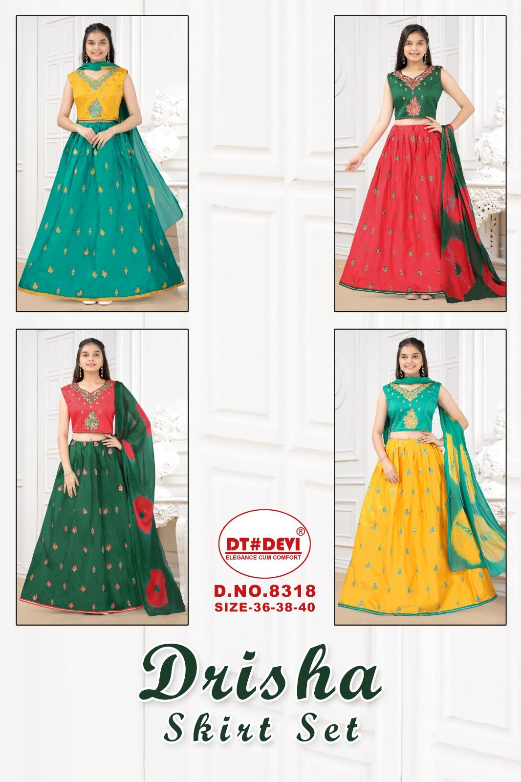 Drisha -8318 Dt Devi Silk Readymade Girls Lehenga Choli