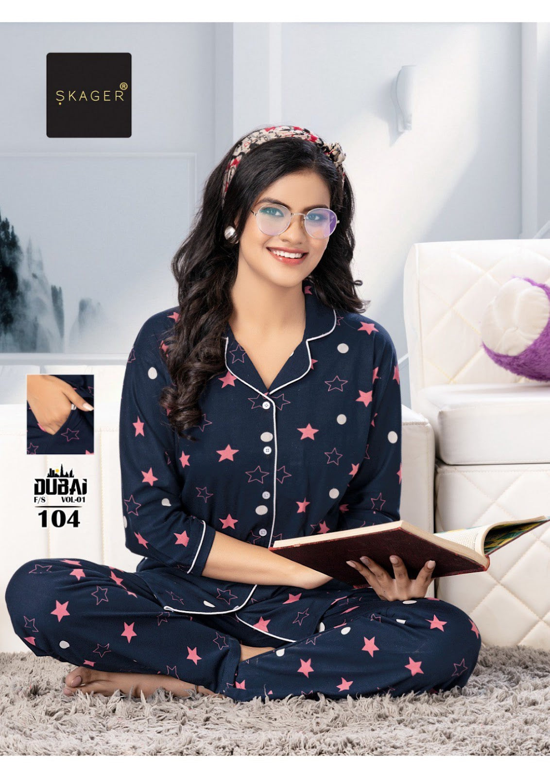 Dubai Vol-1 Skager Hosiery Cotton Collar Night Suits