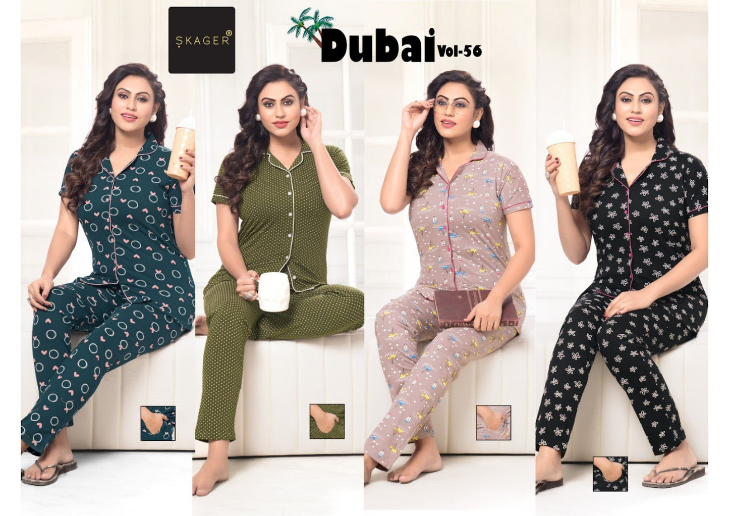 Dubai Vol 56 Skager Hosiery Cotton Collar Night Suits