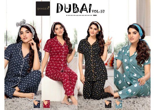 Dubai Vol 57 Skager Cotton Collar Night Suits