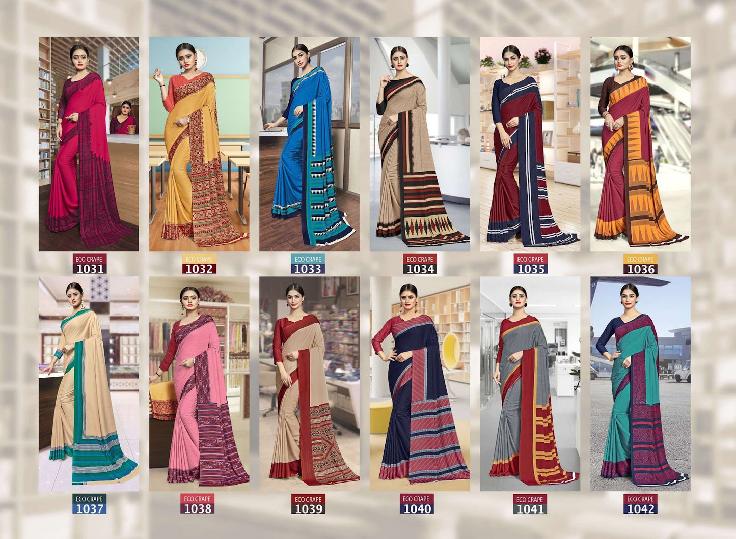 Eco Crape-Vol 38 Bansi Fashion Crape Uniform Sarees
