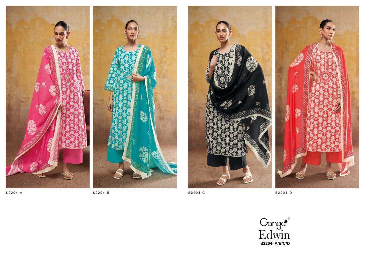 Edwin-2204 Ganga Premium Cotton Plazzo Style Suits