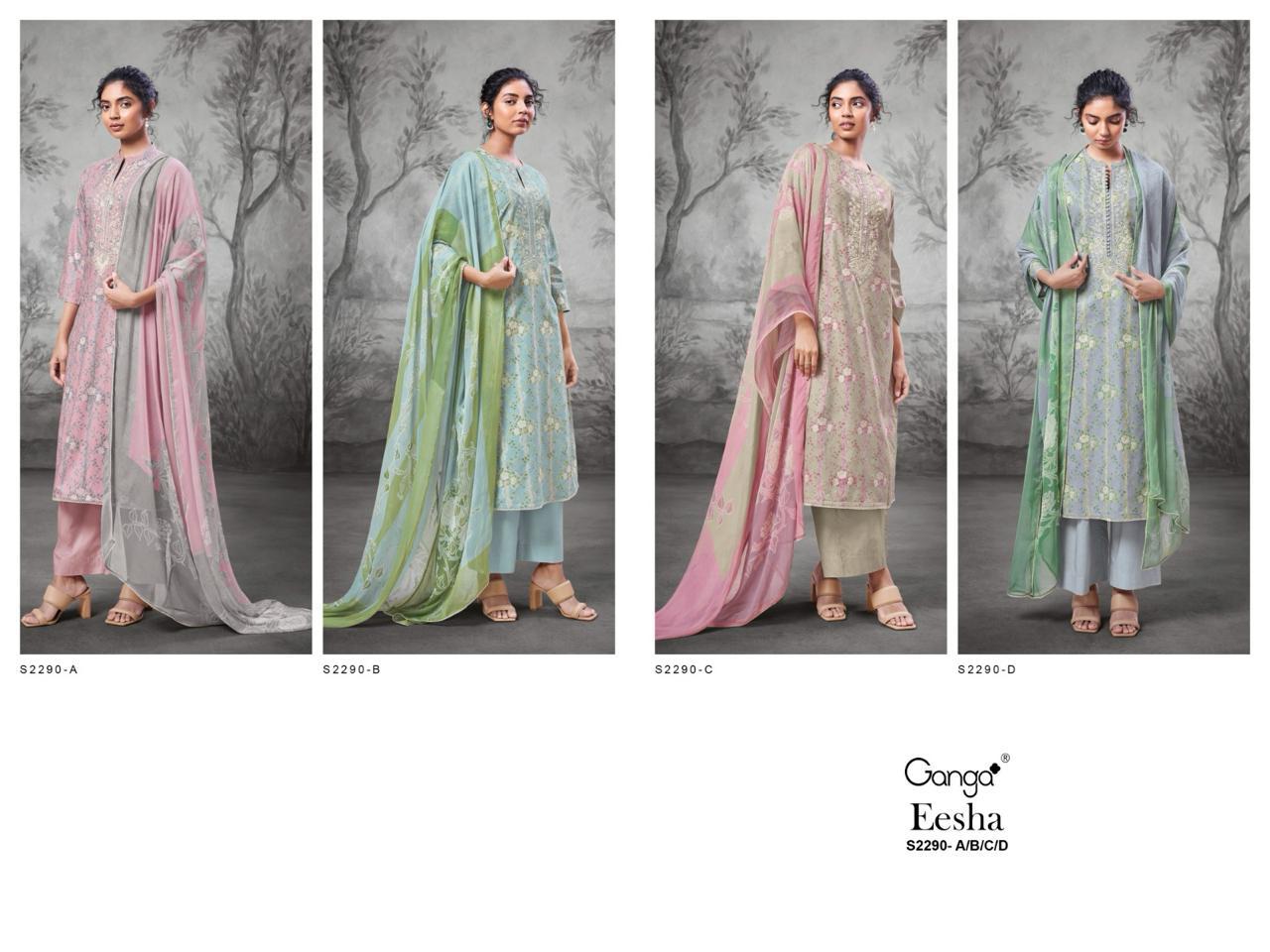 Eesha-2290 Ganga Premium Cotton Plazzo Style Suits