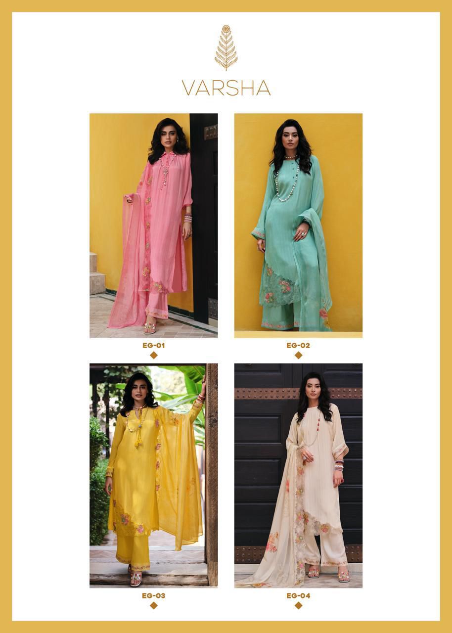 Eleganza Varsha Fashions Viscose Chinon Plazzo Style Suits