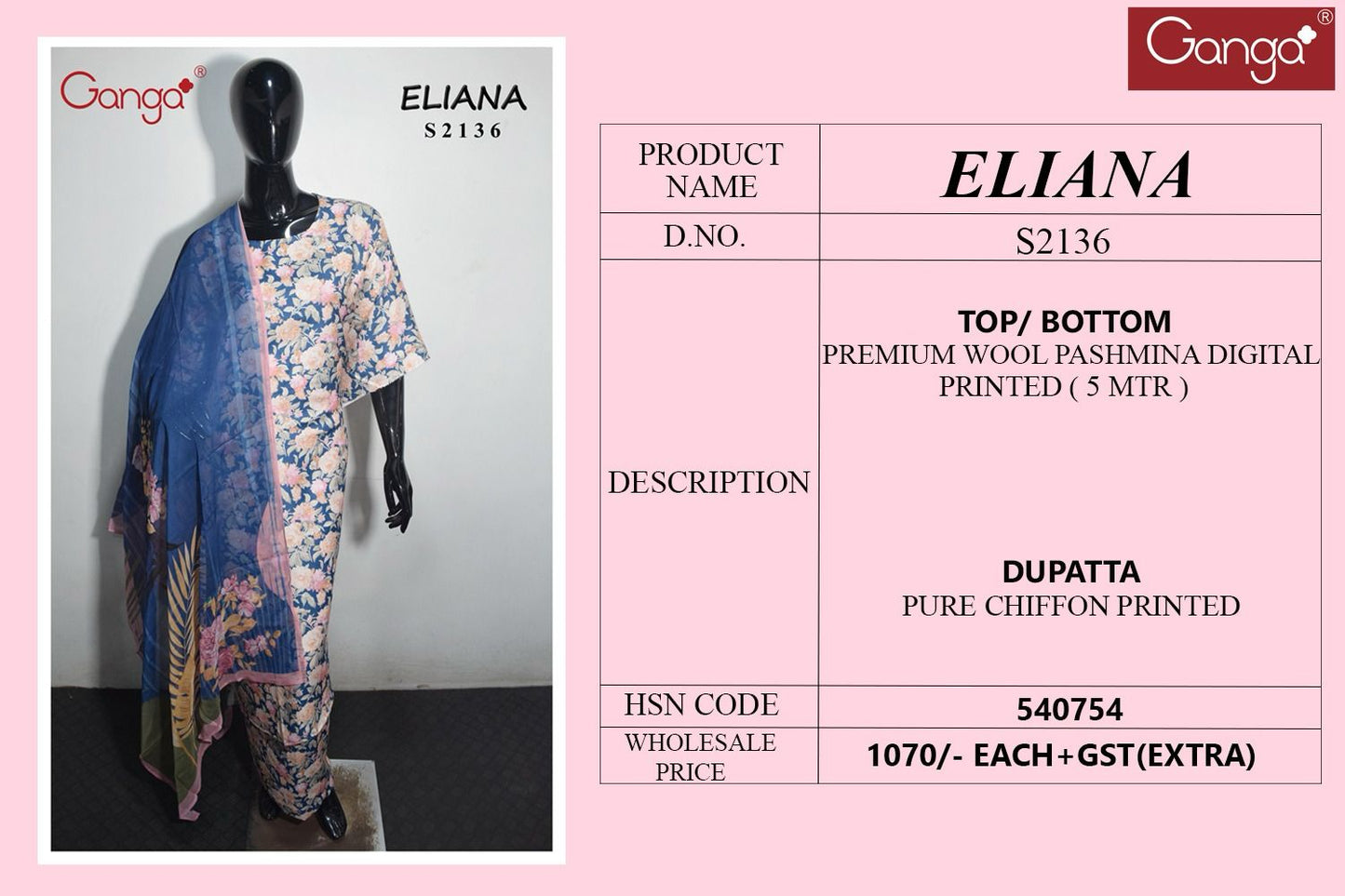 Eliana Ganga Pashmina Suits