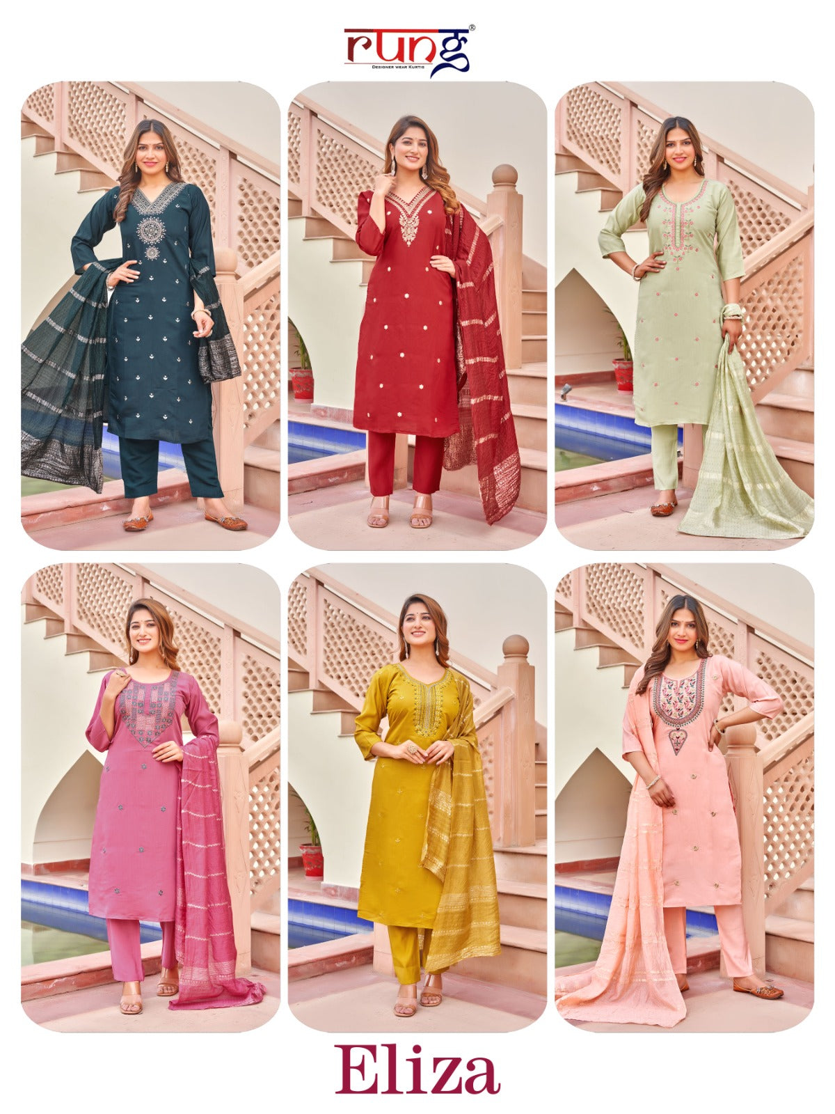 Eliza Rung Roman Silk Readymade Pant Style Suits