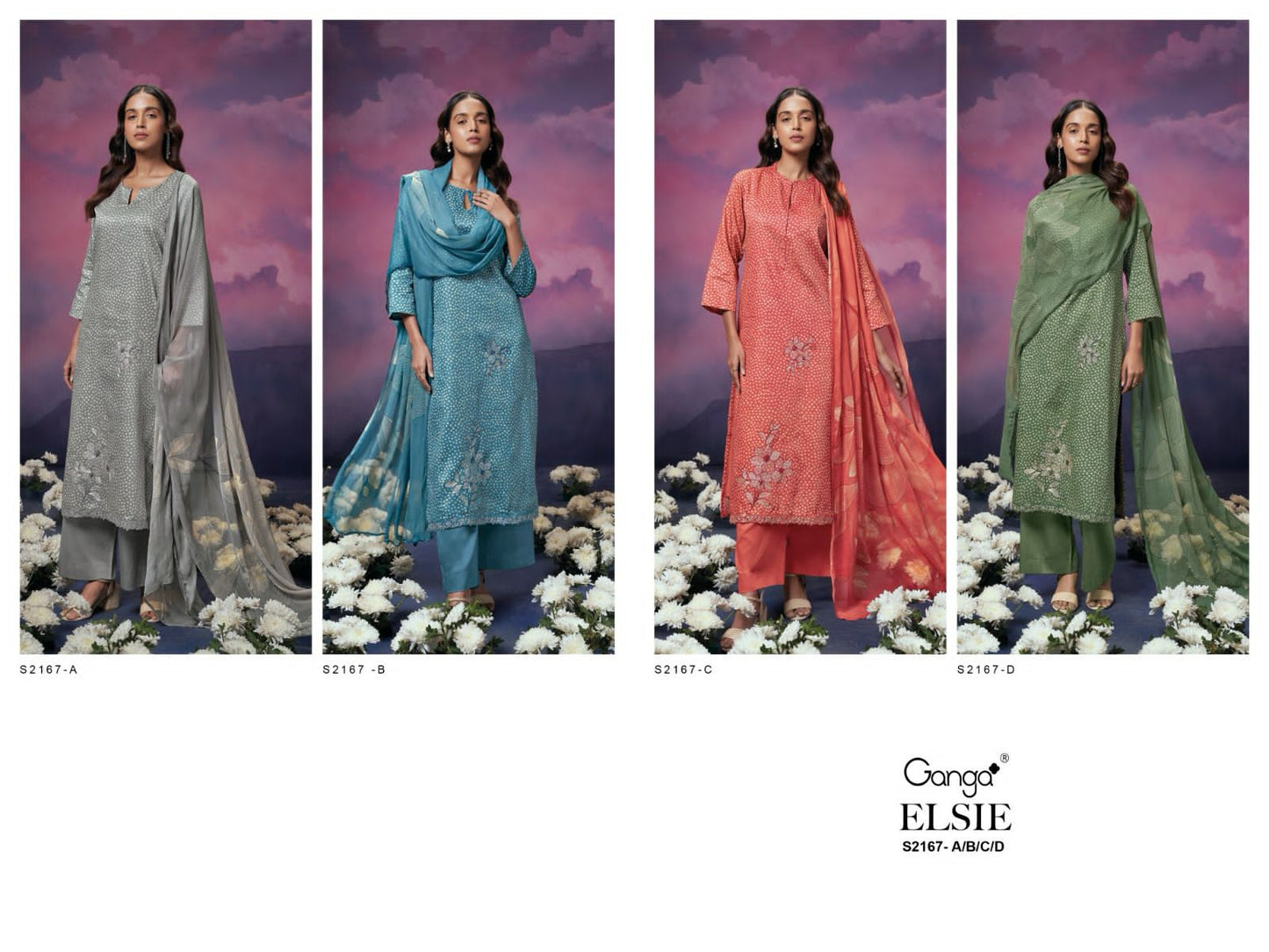 Elsie 2167 Ganga Cotton Silk Plazzo Style Suits