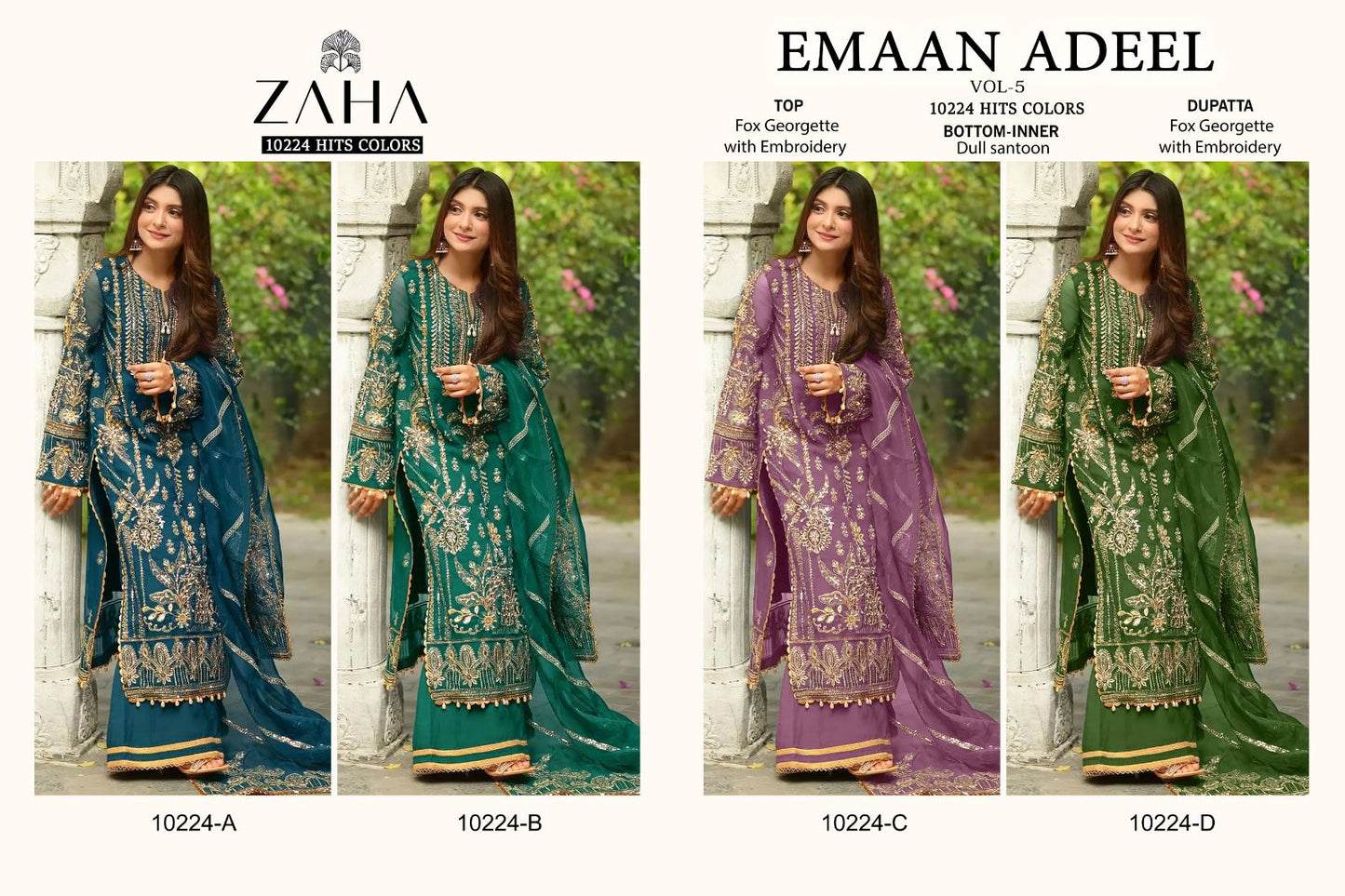 Emaan Adeel Vol 5-10224 Zaha Georgette Pakistani Salwar Suits