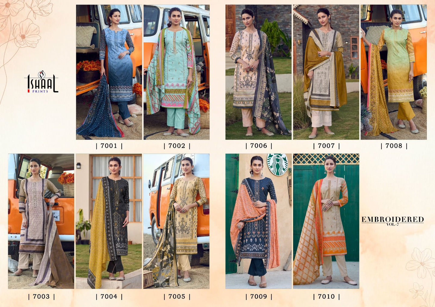 Embroidered Vol 7 Ishaal Prints Lawn Karachi Salwar Suits