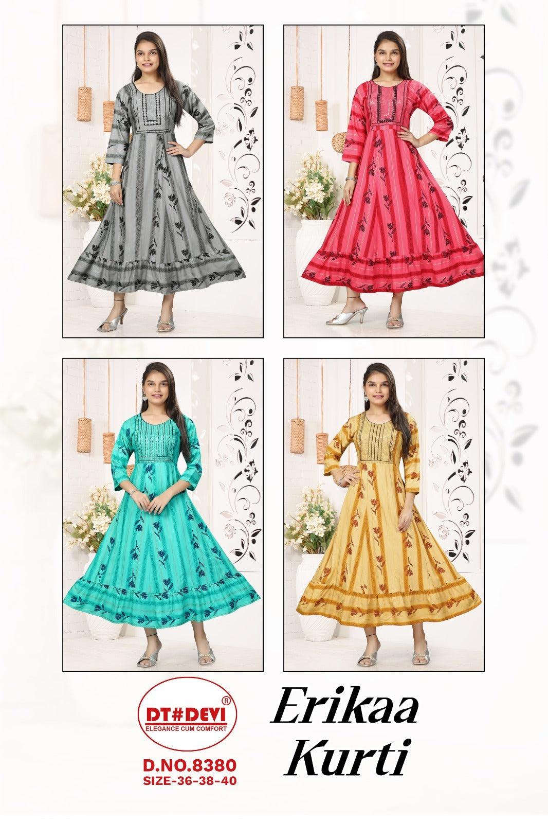 Erikaa-8380 Dt Devi Reyon Girls Anarkali Kurti