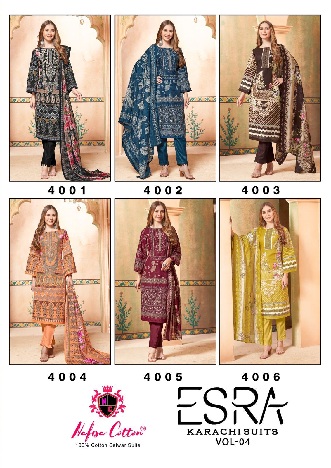 Esra Vol 4 Nafisa Cotton Karachi Salwar Suits