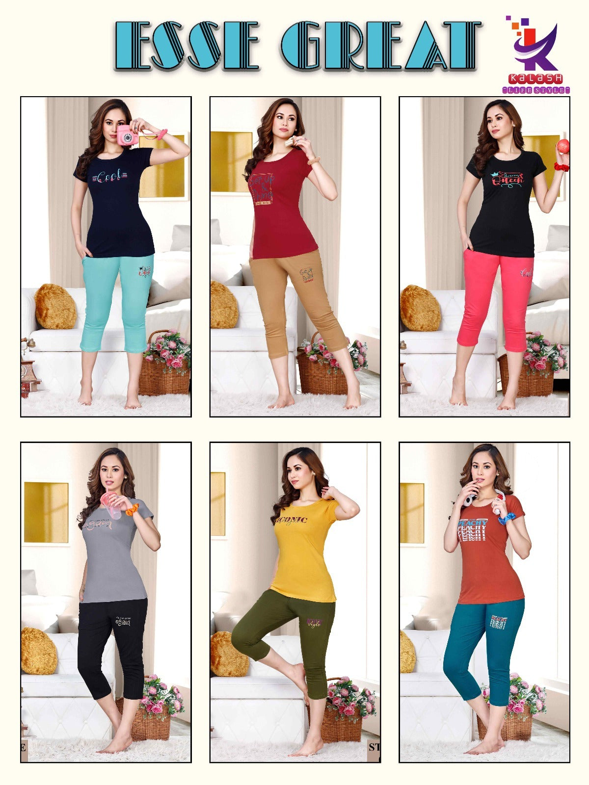 Esse Great Mlm Kalash Lifestyle Cotton Capri Night Suits