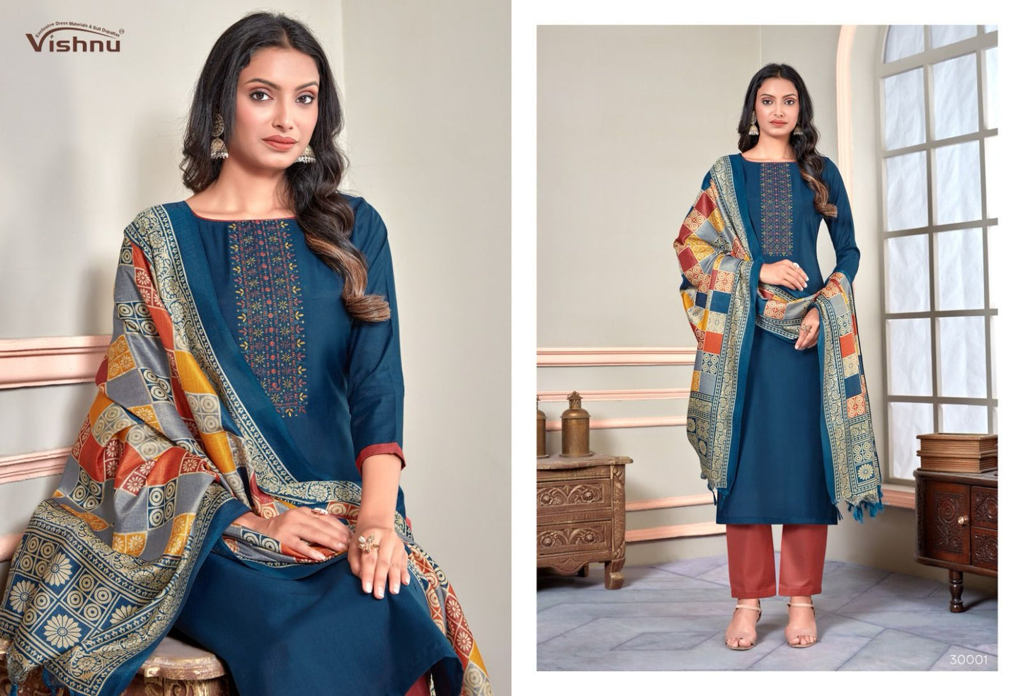 Evanka Vol 6 Vishnu Impex Roman Silk Pant Style Suits