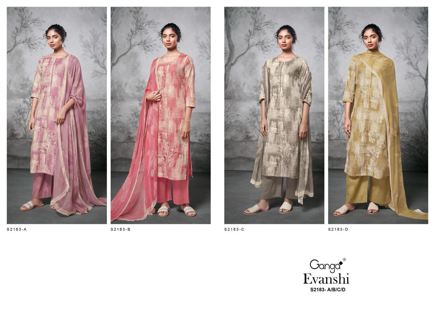 Evanshi-2183 Ganga Premium Cotton Plazzo Style Suits