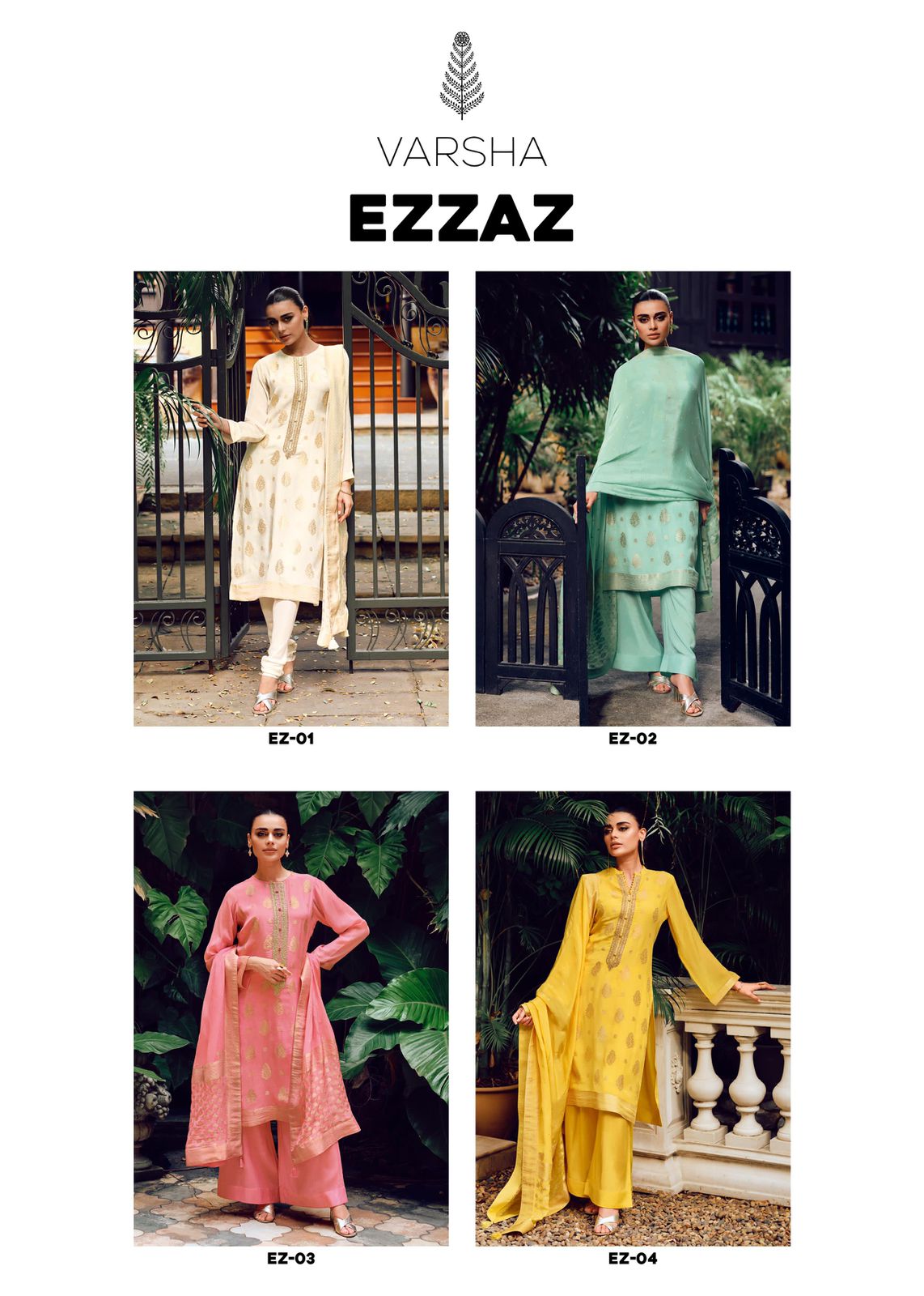 Ezzaz Varsha Fashions Viscose Chinon Plazzo Style Suits