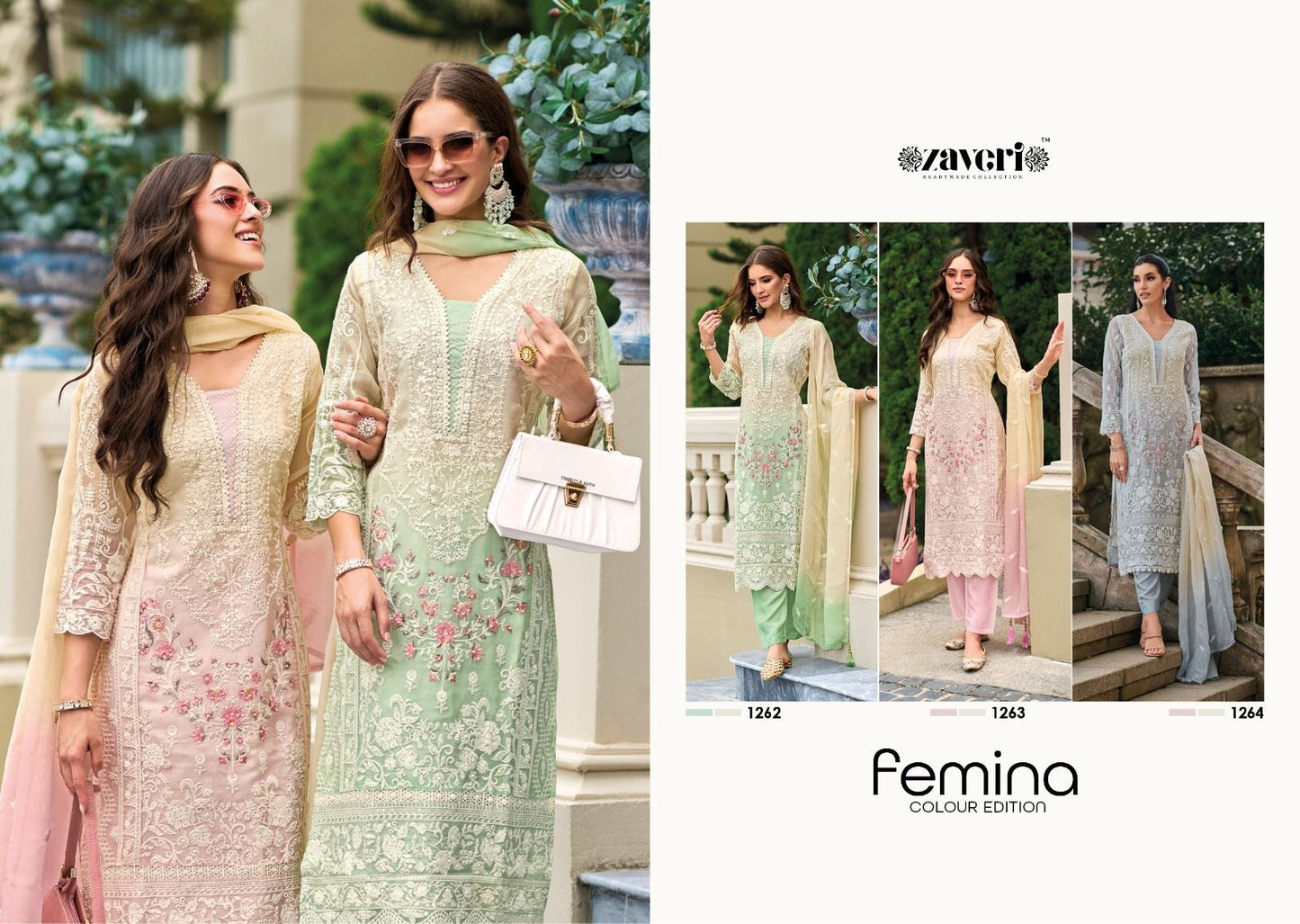 Femina Zaveri Organza Readymade Pant Style Suits