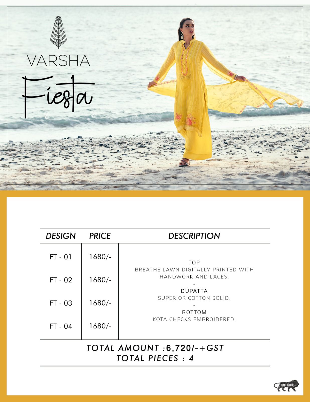 Fiesta Varsha Fashions Lawn Plazzo Style Suits