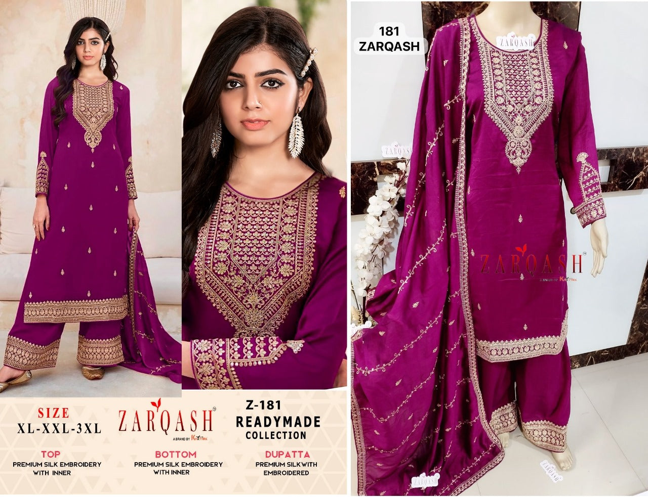 Five Star-181-185 Zarqash Vichitra Silk Pakistani Readymade Suits