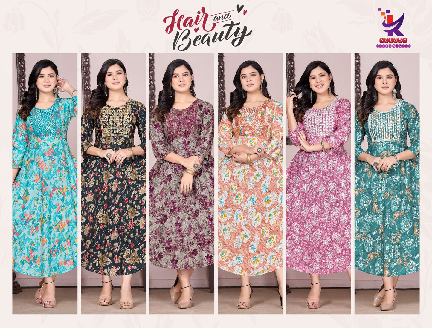Flair And Beauty Mlm Kalash Lifestyle Rayon 14Kg Anarkali Kurtis