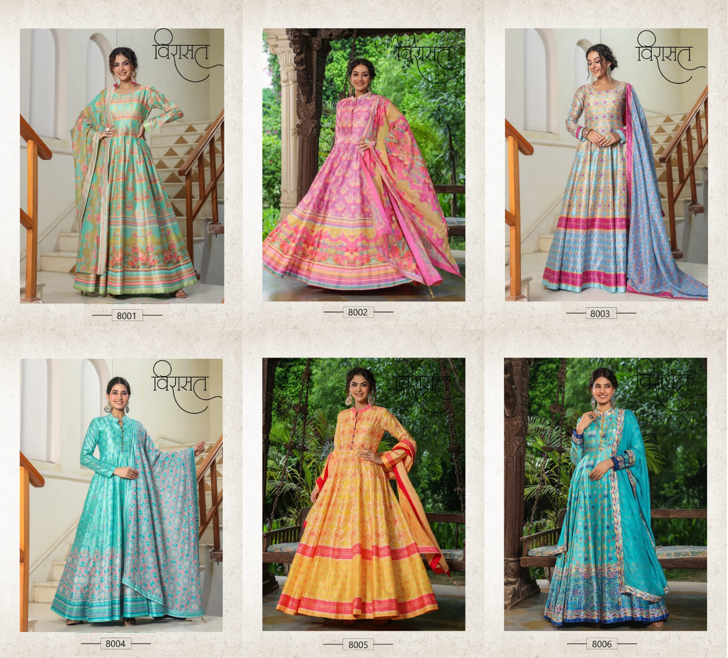Flora Virasat Silk Gown Dupatta Set