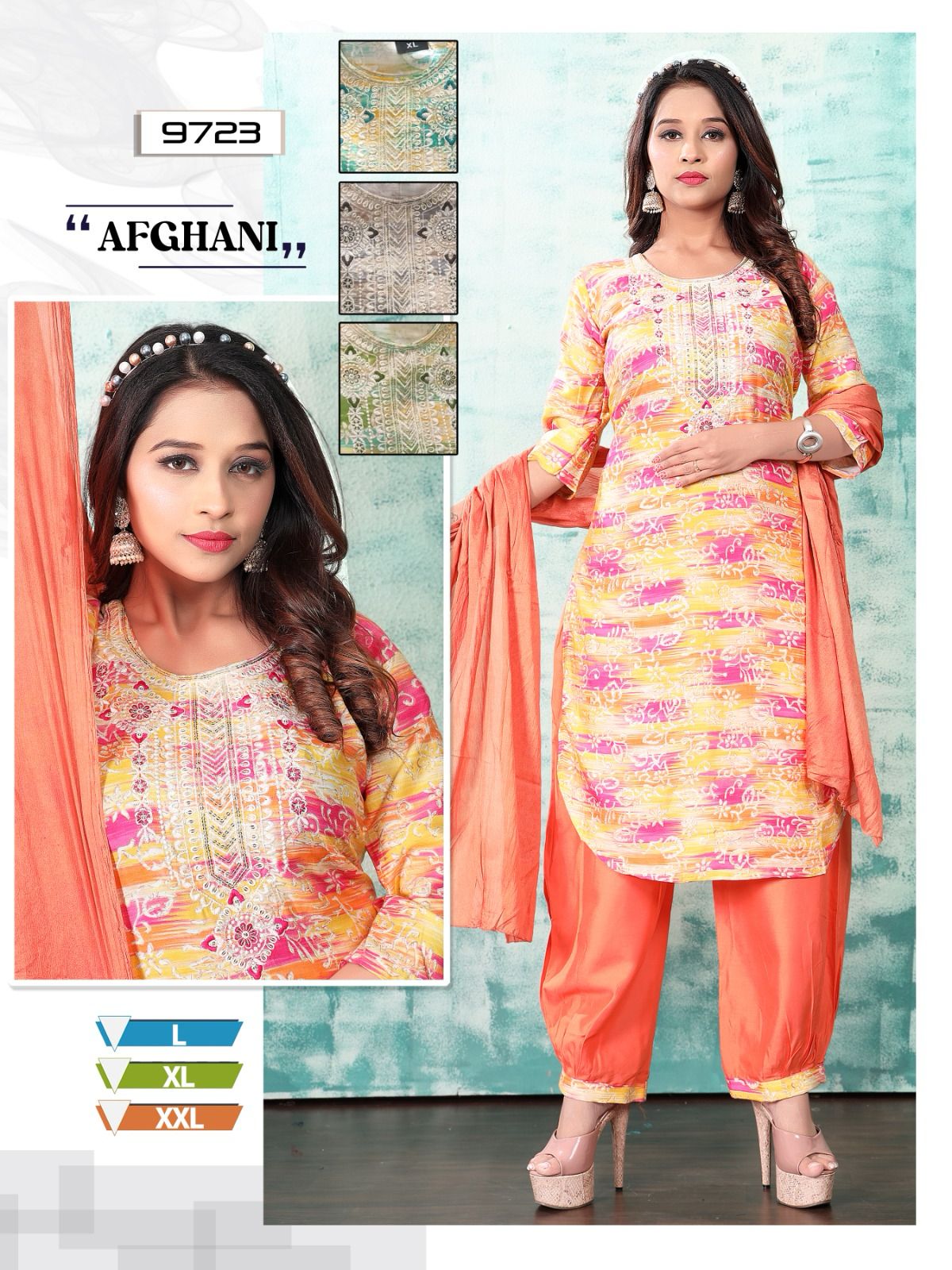 Foil Plain Mmc Afghani Readymade Suit