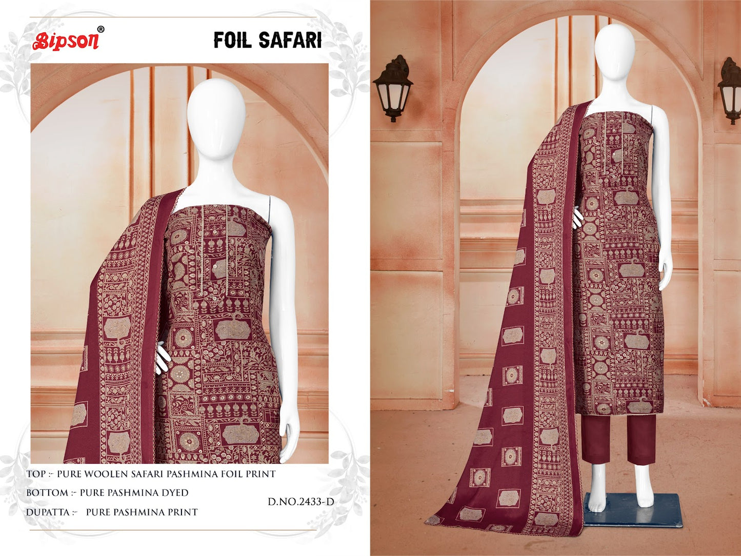 Foil Safari-2433 Bipson Prints Woolen Pashmina Suits