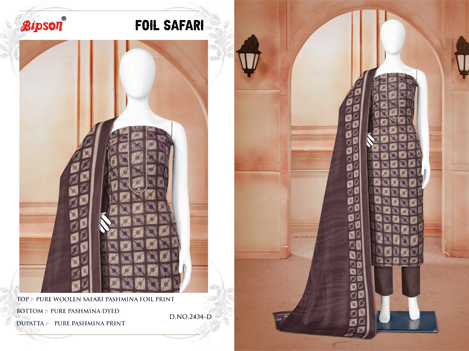 Foil Safari-2434 Bipson Prints Woolen Pashmina Suits