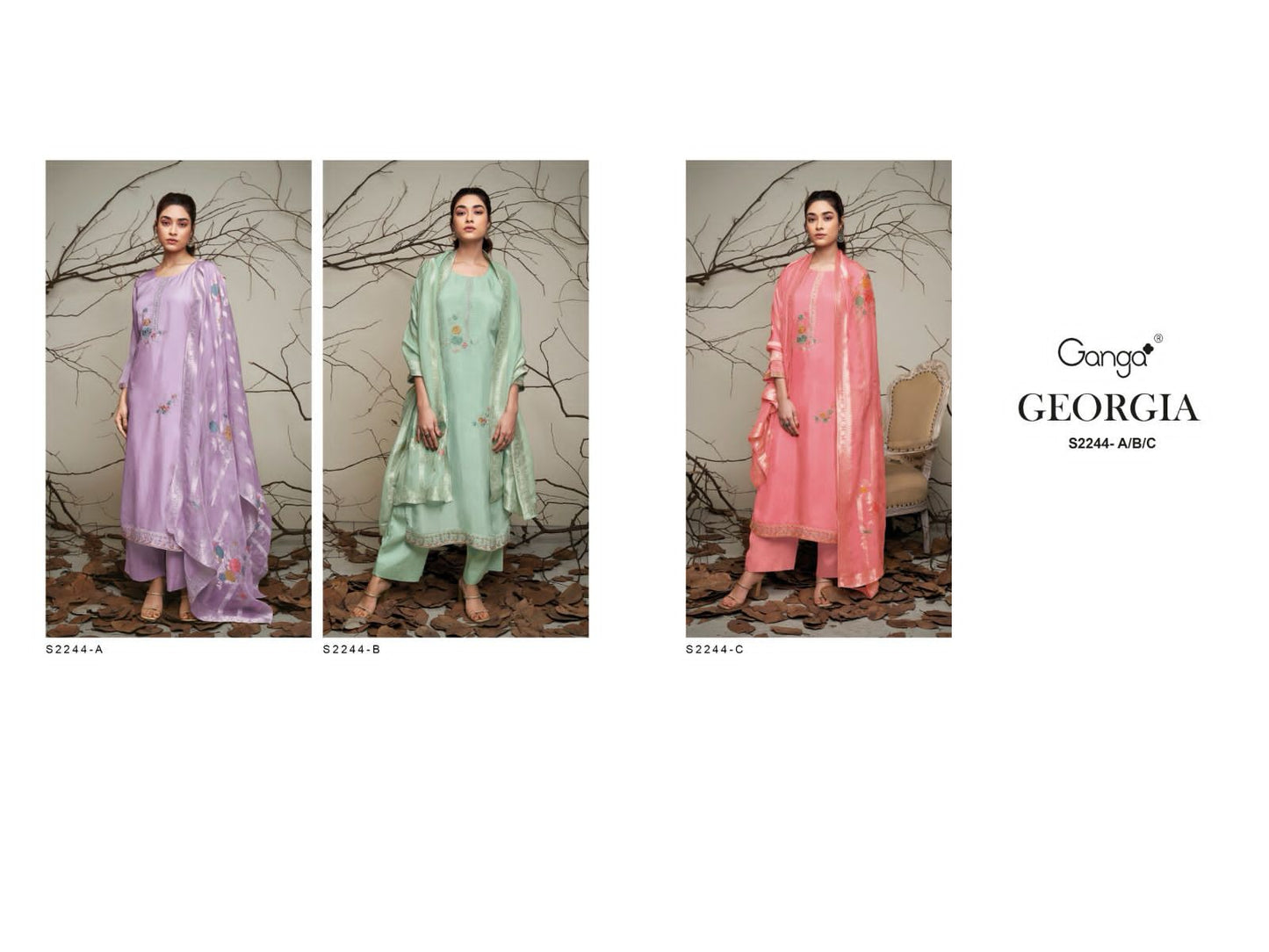Georgia 2244 Ganga Organza Plazzo Style Suits