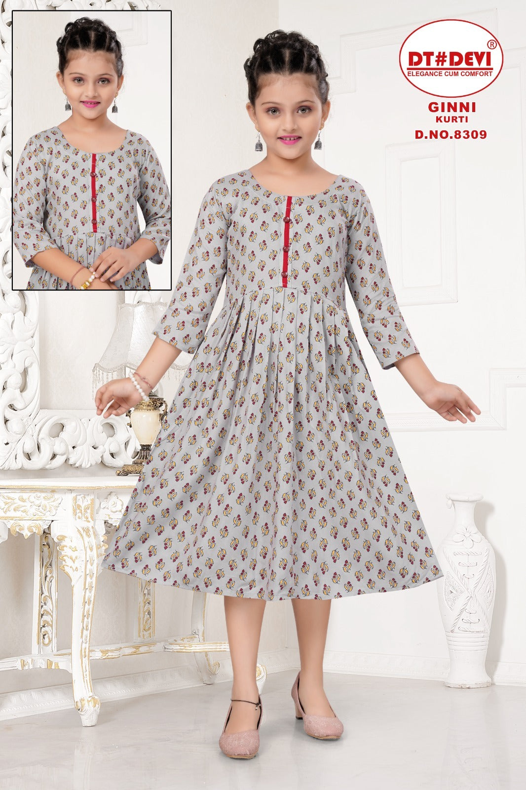Ginni-8309 Dt Devi Rayon Girls Anarkali Kurti