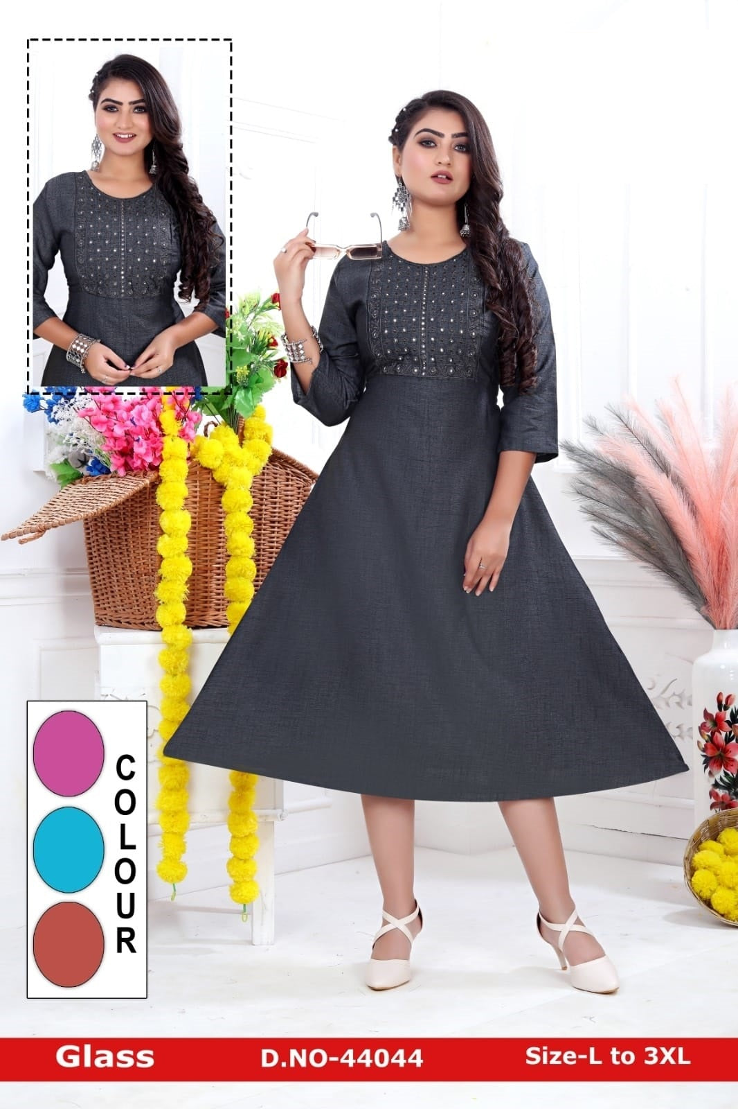 Glass-A Zoya Rayon Anarkali Kurtis